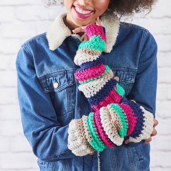 Crochet Stripes Arm Warmers Pattern