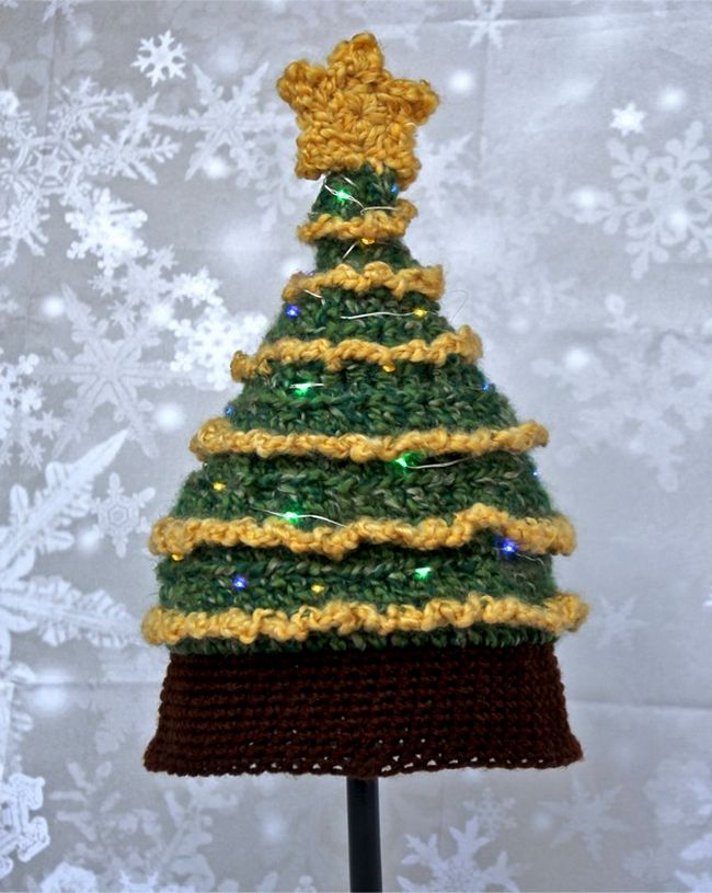 Crochet Light Me Up Christmas Tree Hat Pattern