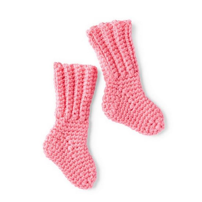Crochet Baby Pink Socks Pattern