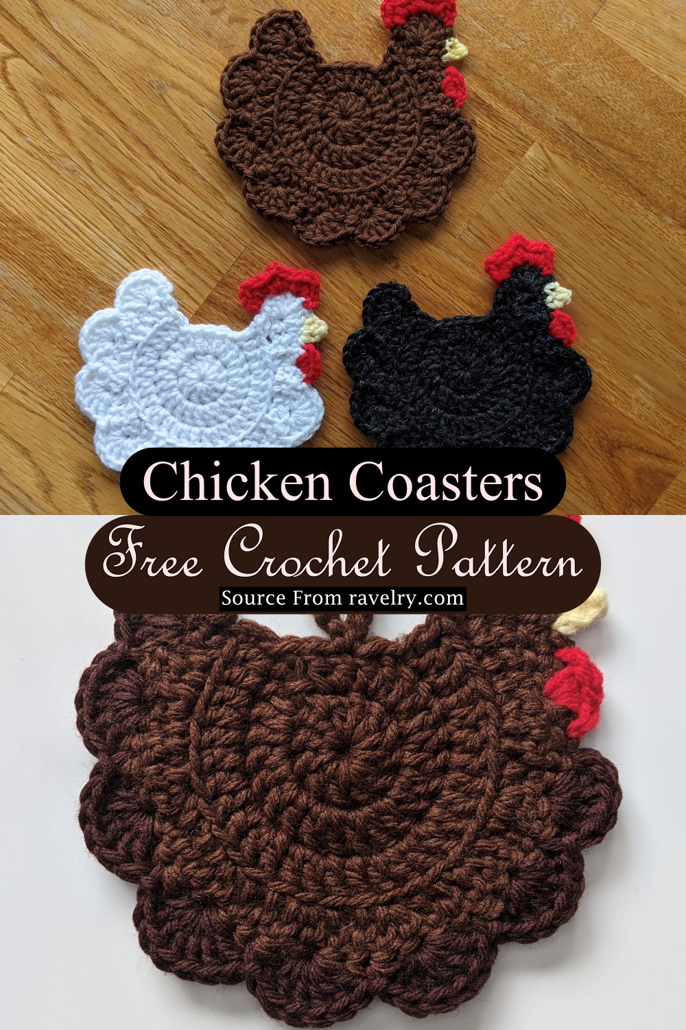 Crochet Chicken Coasters Pattern