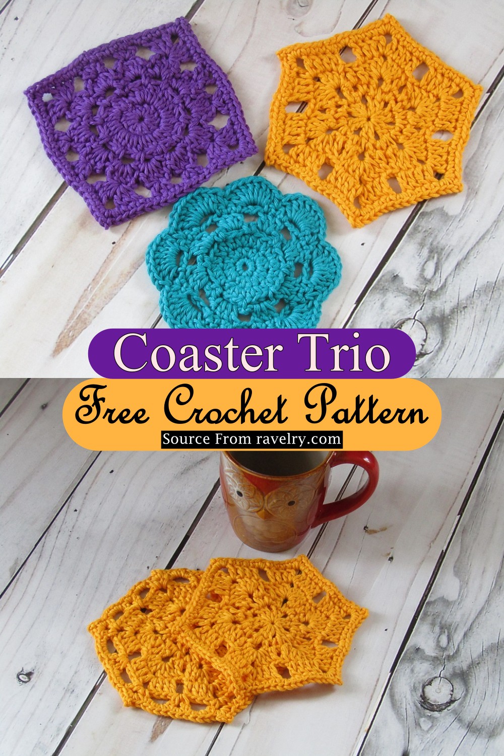Crochet Coaster Trio Pattern