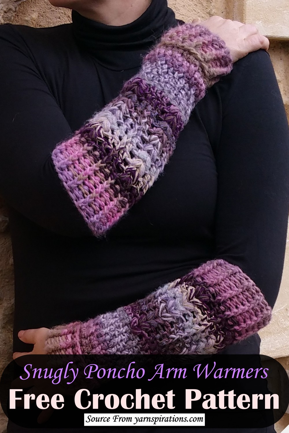 Crochet Snugly Poncho Arm Warmers Pattern