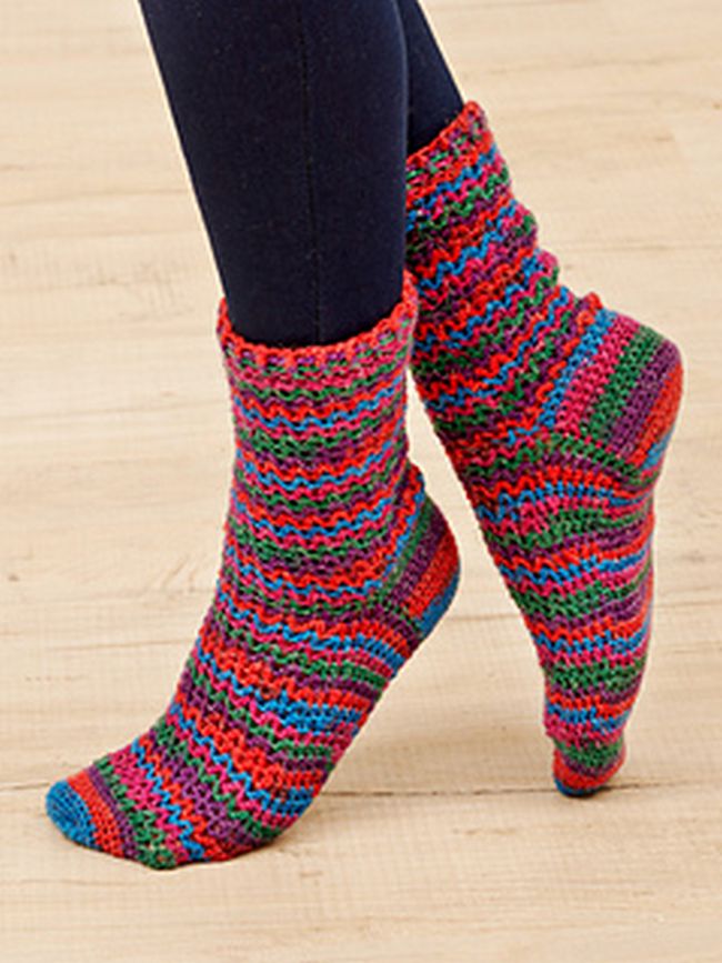 Color Mix Crochet Socks Pattern