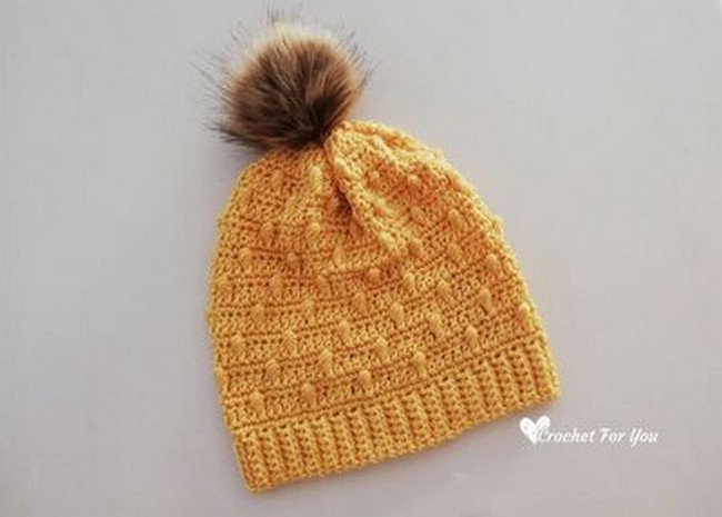 Crochet Pompom Hat Pattern