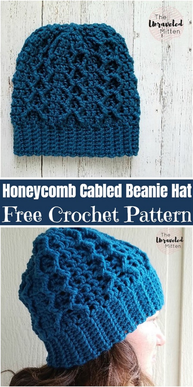 Honeycomb Cabled Beanie Hat Pattern