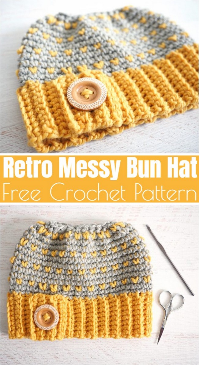 Retro Messy Bun Hat Pattern