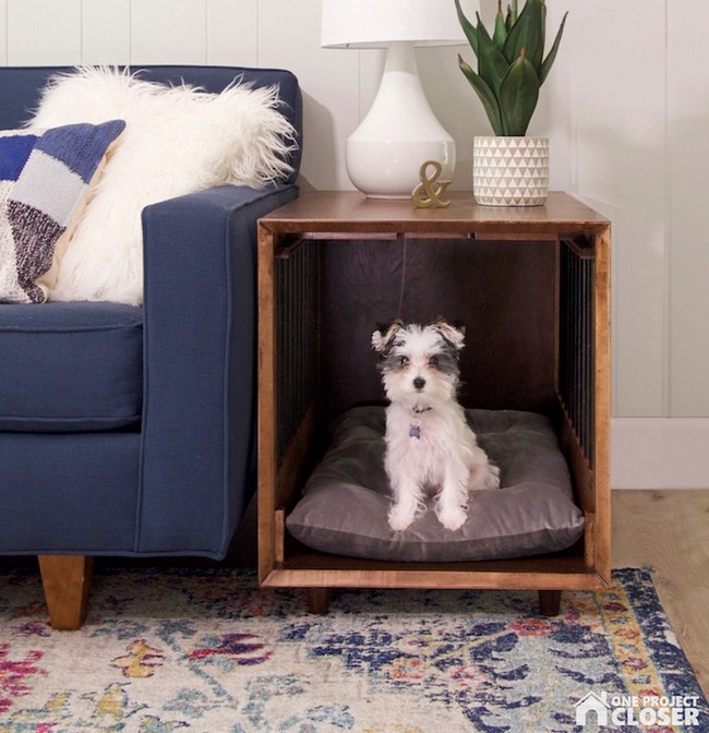 DIY Dog Crate End Table