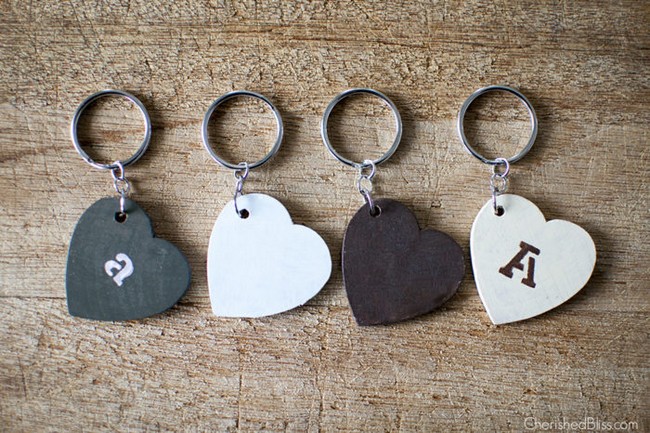 DIY Keychains Made From Wooden Hearts