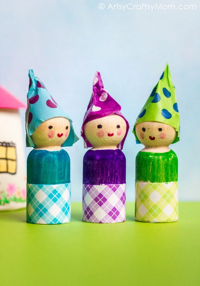 DIY Wooden Peg Doll Waldorf Gnomes