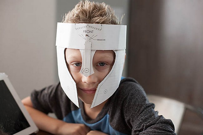 DIY cardboard Warrior Helmets Mask Idea