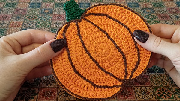 Pumpkin Crochet Coaster Pattern