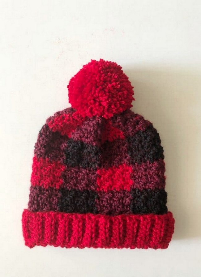 Red Buffalo Check Baby Hat 