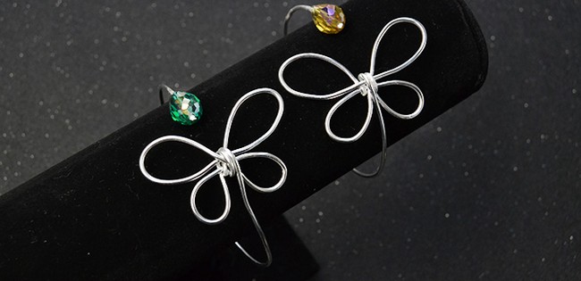 Aluminum Wire Butterfly Bangle Bracelets