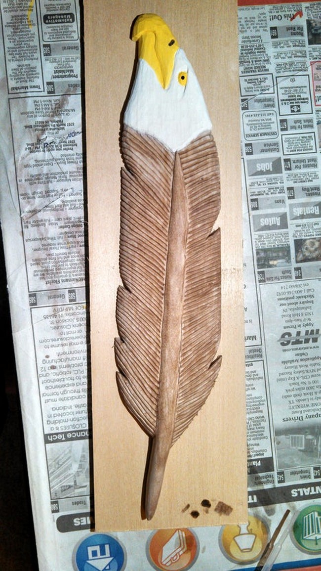 Carved Eagle Feather
