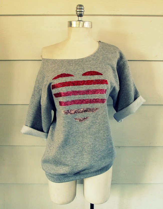 DIY Striped Heart Sweatshirt