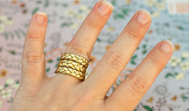 Gold Leather Ring