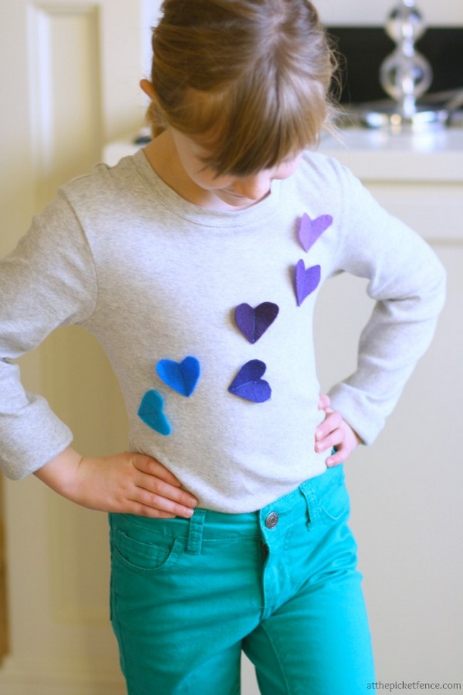 Valentine Day's Heart Applique T-Shirt