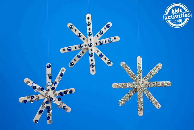 Craft Stick Snowflakes To Hang Indoors