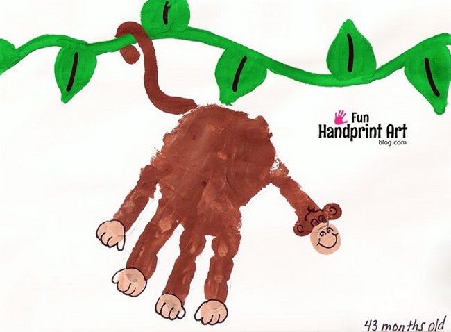 Handprint Monkey On A Vine Craft For The Little Ones