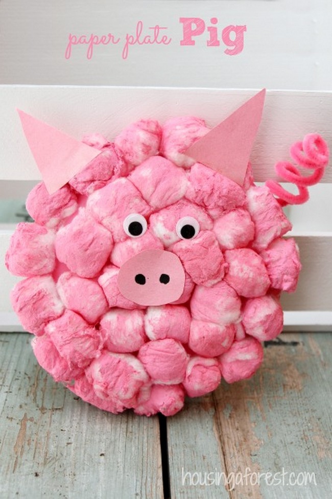Pink Cotton Ball Pig