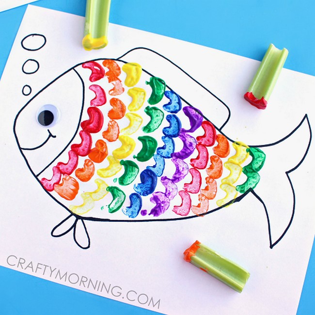 Rainbow-colored Fish Using Celery Stalks