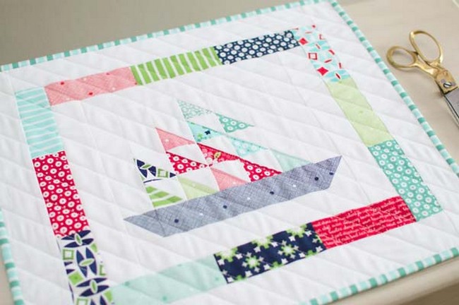Ships And Sails Mini Art Quilt