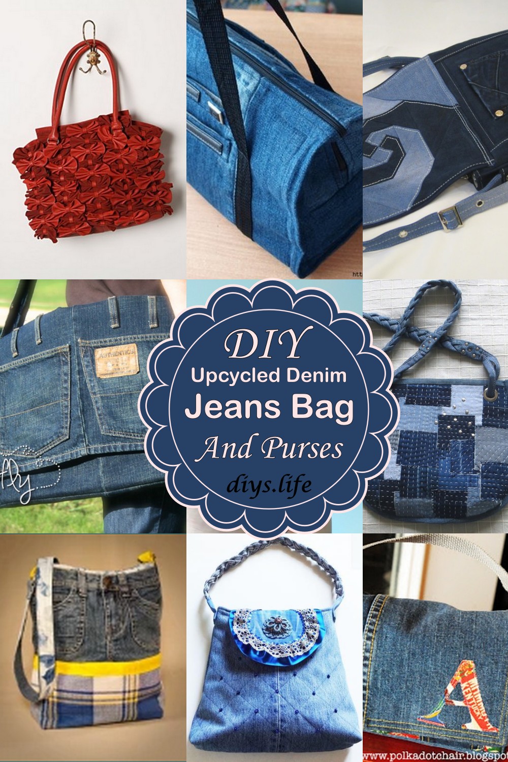 Upcycled Denim Jeans Bag And Purses