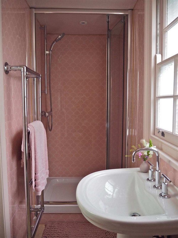 Scalloped Pink Wall for bathroom