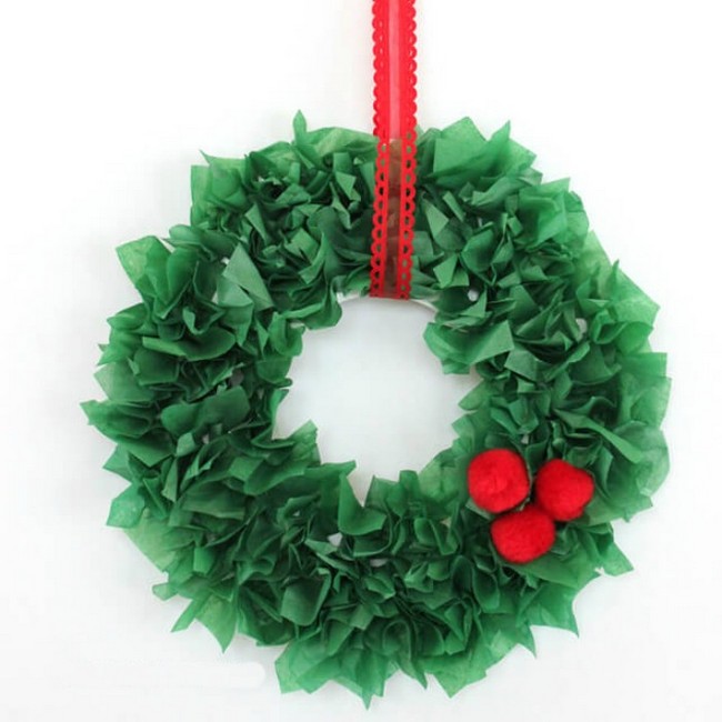 Lovely Tissue Paper Wreath Idea