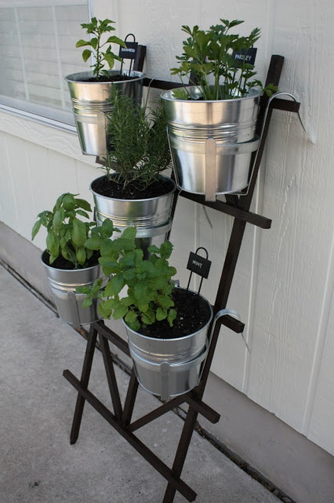 Leaning Hanging Potted Herb Garden