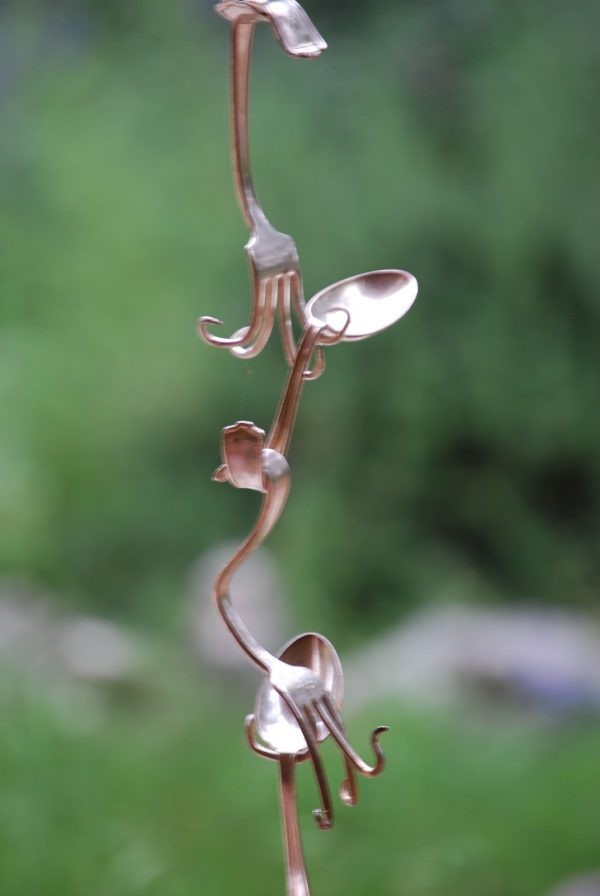 Rain Chain With Copper Fork and Spoon