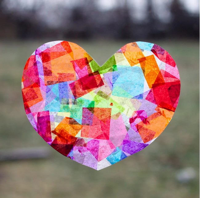 Rainbow Heart Suncatchers With Heart Template