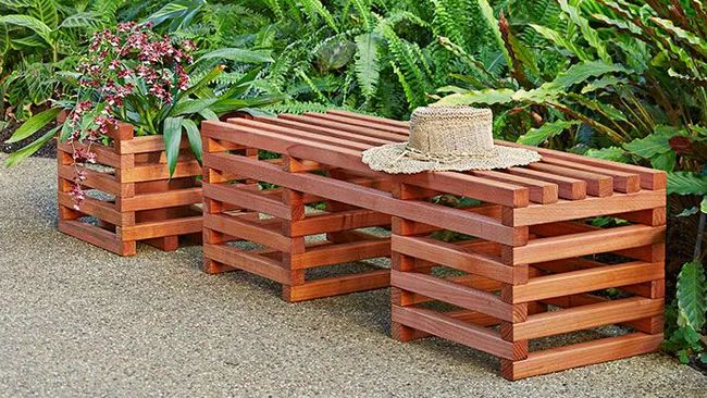 Box Crib-Style Outdoor Bench and Planter