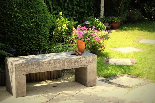 DIY Concrete Garden Bench