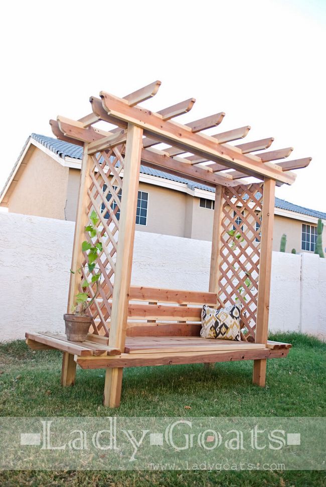Outdoor Bench with Arbor