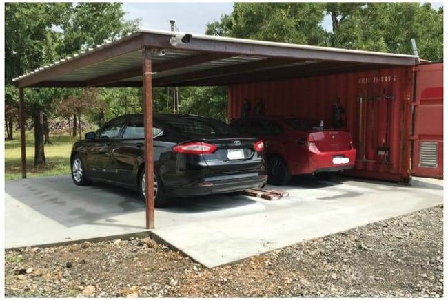 Shipping Container Carport and Storage Idea