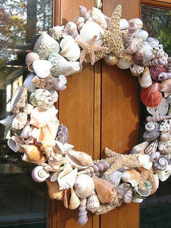 Beautiful Wreath With Seashells For The Door