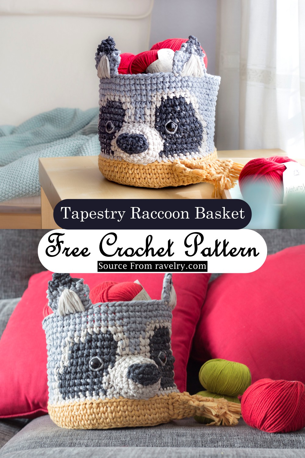 Tapestry Raccoon Basket