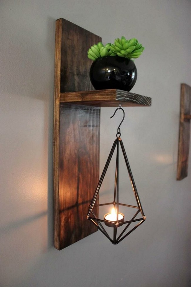 Easy Wooden Diy Wall Sconces With Tea Lights