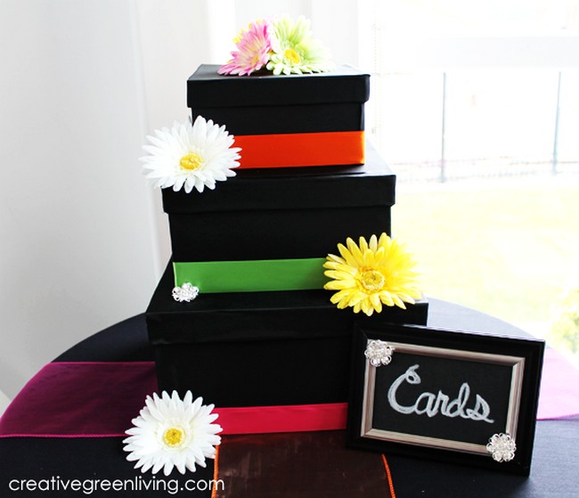 Black And Bright Wedding Three Tier Wedding Card Box