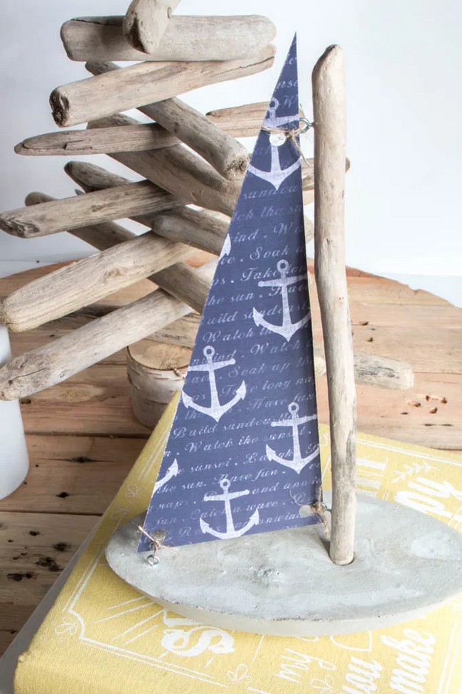 Making A Concrete And Driftwood Sailboat