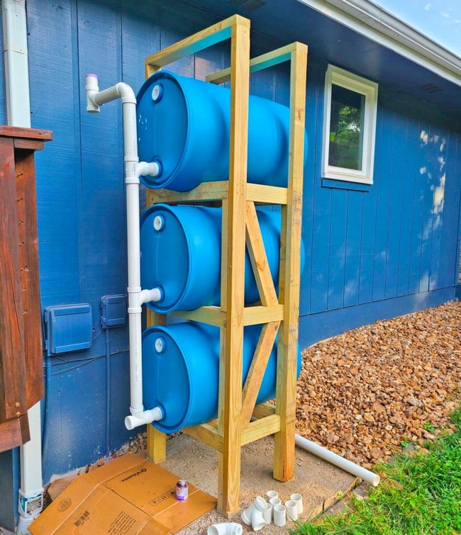 This Stacked Rain Barrel System