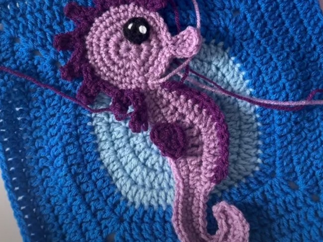 Easy Crochet Seahorse Square